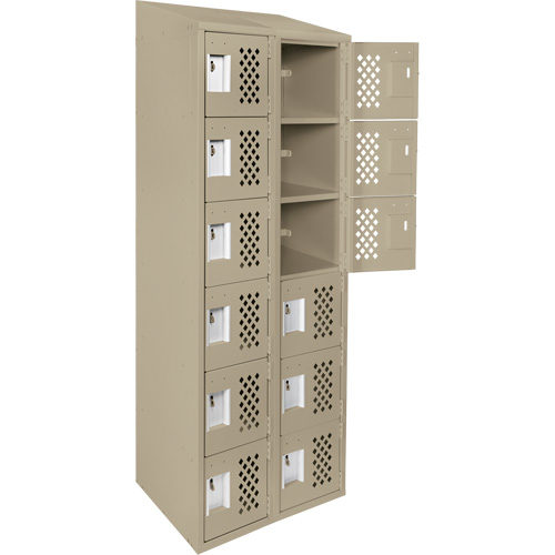 Assembled Lockerettes Clean Line Perforated Economy Lockers, 6 -tier, Bank of 2, 18" x 72" x 12", Steel EastCoast Offshore Supplies