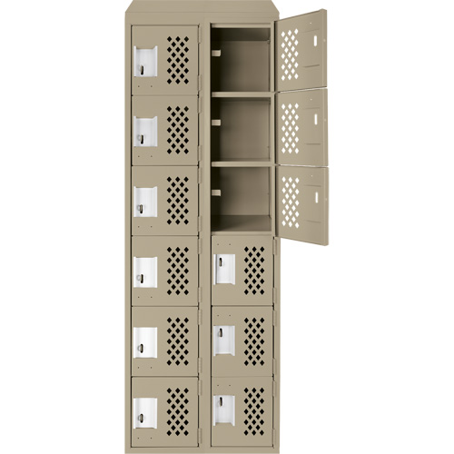 Assembled Lockerettes Clean Line Perforated Economy Lockers, 6 -tier, Bank of 2, 18" x 72" x 12", Steel EastCoast Offshore Supplies