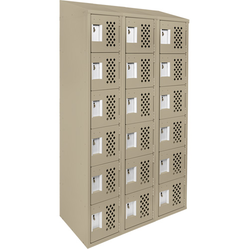Assembled Lockerettes Clean Line Perforated Economy Lockers, 6 -tier, Bank of 3, 18" x 72" x 12", Steel EastCoast Offshore Supplies