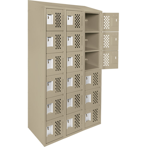Assembled Lockerettes Clean Line Perforated Economy Lockers, 6 -tier, Bank of 3, 18" x 72" x 12", Steel EastCoast Offshore Supplies