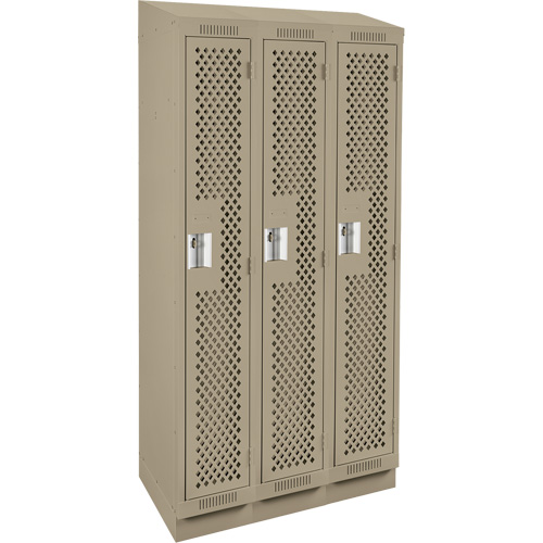 Clean Line Lockers, Bank of 3, 36" x 18" x 82", Steel, Beige, Rivet (Assembled), Perforated EastCoast Offshore Supplies