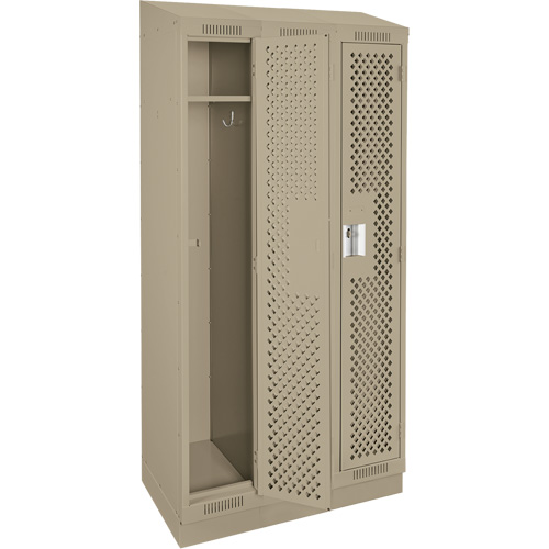 Clean Line Lockers, Bank of 3, 36" x 18" x 82", Steel, Beige, Rivet (Assembled), Perforated EastCoast Offshore Supplies