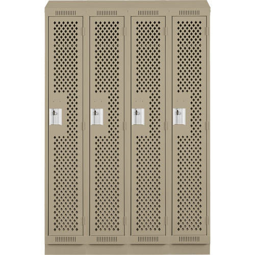 Clean Line Lockers, Bank of 4, 48" x 18" x 82", Steel, Beige, Rivet (Assembled), Perforated EastCoast Offshore Supplies