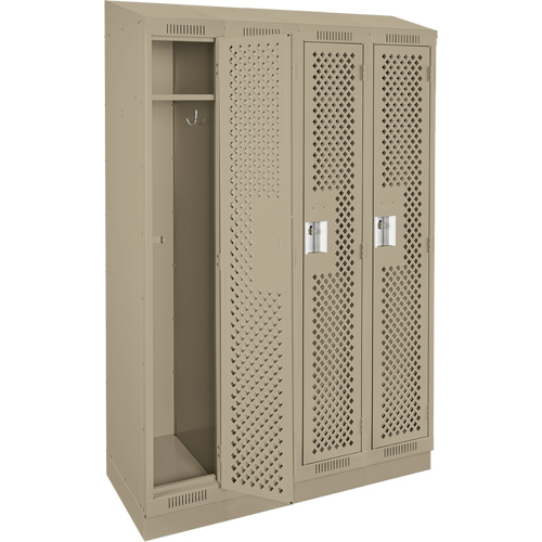 Clean Line Lockers, Bank of 4, 48" x 18" x 82", Steel, Beige, Rivet (Assembled), Perforated EastCoast Offshore Supplies