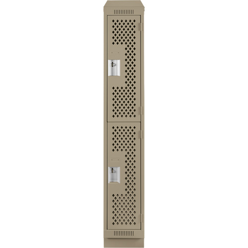 Clean Line Lockers, 2 -tier, 12" x 12" x 82", Steel, Beige, Rivet (Assembled), Perforated EastCoast Offshore Supplies