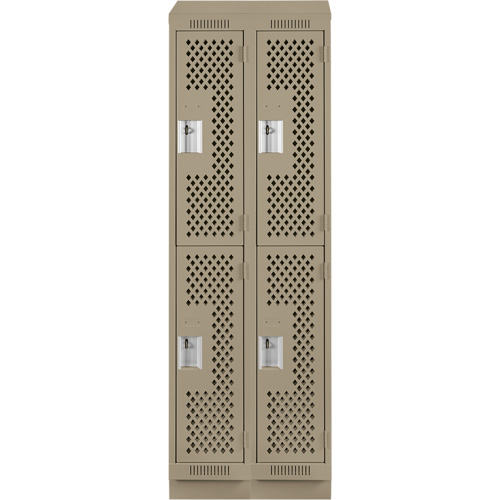 Clean Line Lockers, 2 -tier, Bank of 2, 24" x 12" x 82", Steel, Beige, Rivet (Assembled), Perforated EastCoast Offshore Supplies