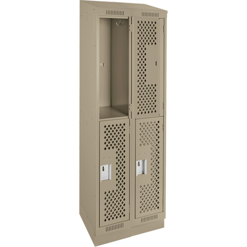 Clean Line Lockers, 2 -tier, Bank of 2, 24" x 12" x 82", Steel, Beige, Rivet (Assembled), Perforated EastCoast Offshore Supplies
