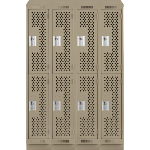 Clean Line Lockers, 2 -tier, Bank of 4, 48" x 12" x 82", Steel, Beige, Rivet (Assembled), Perforated EastCoast Offshore Supplies
