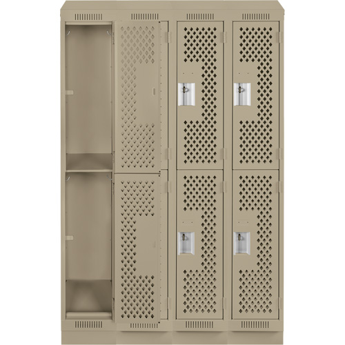 Clean Line Lockers, 2 -tier, Bank of 4, 48" x 12" x 82", Steel, Beige, Rivet (Assembled), Perforated EastCoast Offshore Supplies
