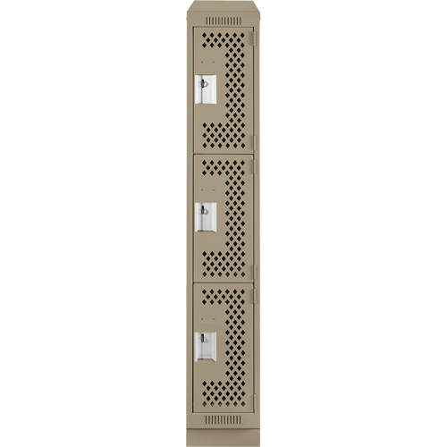 Clean Line Lockers, 3 -tier, 12" x 18" x 82", Steel, Beige, Rivet (Assembled), Perforated EastCoast Offshore Supplies