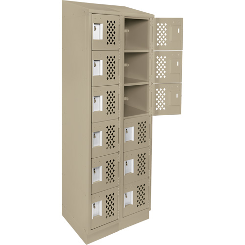 Assembled Lockerettes Clean Line Perforated Economy Lockers, 6 -tier, Bank of 2, 18" x 72" x 12", Steel EastCoast Offshore Supplies