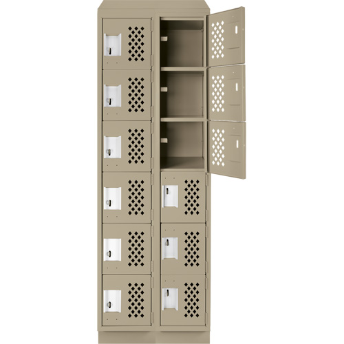 Assembled Lockerettes Clean Line Perforated Economy Lockers, 6 -tier, Bank of 2, 18" x 72" x 12", Steel EastCoast Offshore Supplies