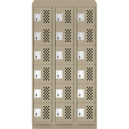 Assembled Lockerettes Clean Line Perforated Economy Lockers, 6 -tier, Bank of 3, 18" x 72" x 12", Steel EastCoast Offshore Supplies