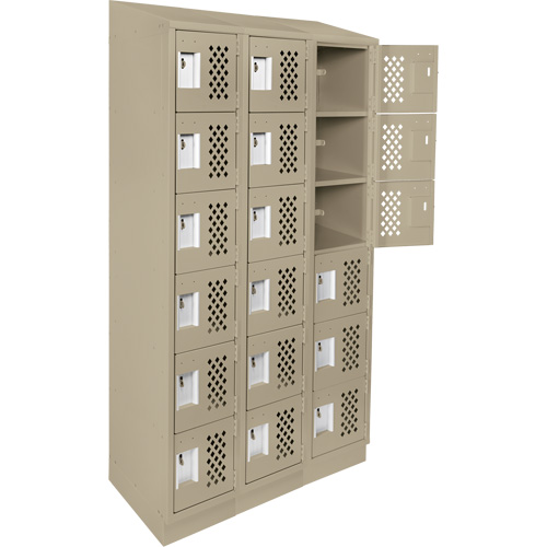 Assembled Lockerettes Clean Line Perforated Economy Lockers, 6 -tier, Bank of 3, 18" x 72" x 12", Steel EastCoast Offshore Supplies
