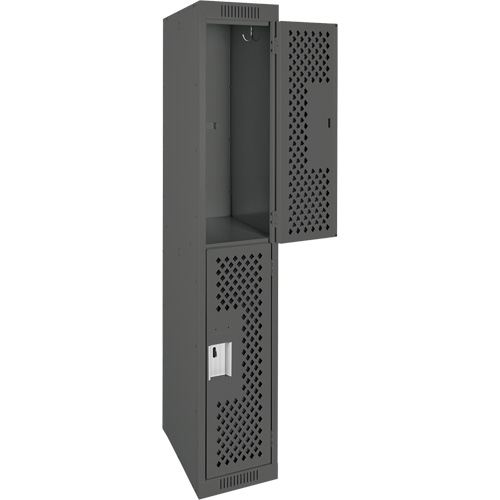 Clean Line Lockers, 2 -tier, 12" x 12" x 72", Steel, Charcoal, Rivet (Assembled), Perforated EastCoast Offshore Supplies
