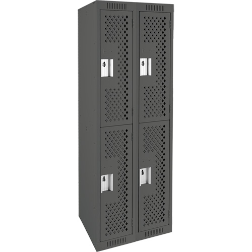Clean Line Lockers, 2 -tier, Bank of 2, 24" x 12" x 72", Steel, Charcoal, Rivet (Assembled), Perforated EastCoast Offshore Supplies