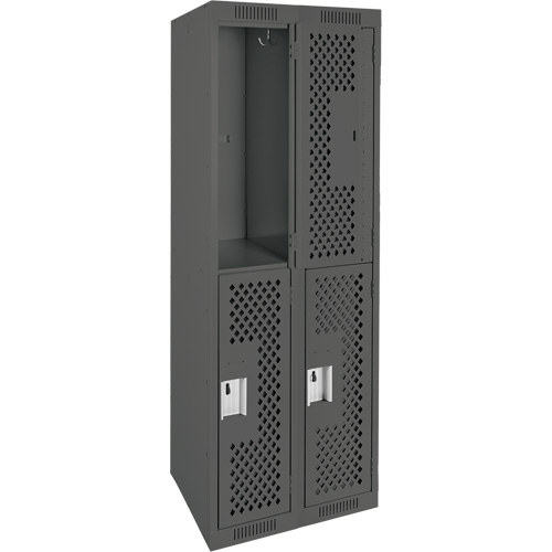Clean Line Lockers, 2 -tier, Bank of 2, 24" x 12" x 72", Steel, Charcoal, Rivet (Assembled), Perforated EastCoast Offshore Supplies