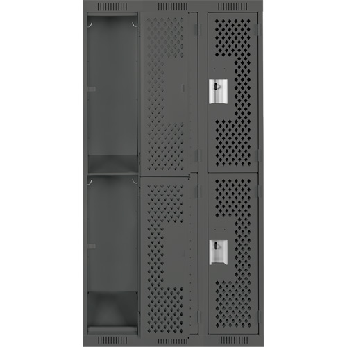 Clean Line Lockers, 2 -tier, Bank of 3, 36" x 12" x 72", Steel, Charcoal, Rivet (Assembled), Perforated EastCoast Offshore Supplies