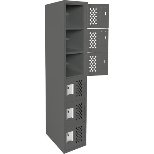 Assembled Lockerettes Clean Line Perforated Economy Lockers, 6 -tier, 18" x 72" x 12", Steel EastCoast Offshore Supplies