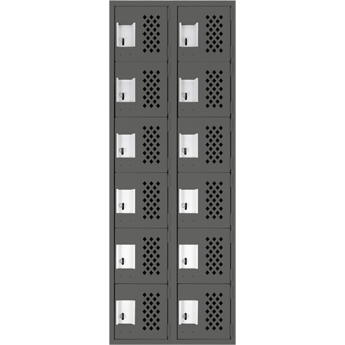 Assembled Lockerettes Clean Line Perforated Economy Lockers, 6 -tier, Bank of 2, 18" x 72" x 12", Steel EastCoast Offshore Supplies