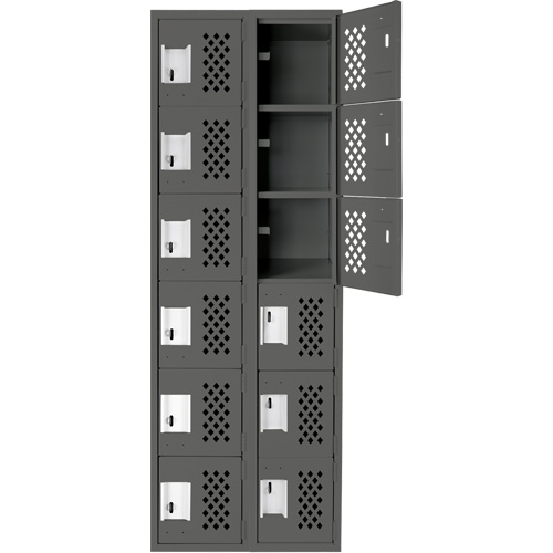 Assembled Lockerettes Clean Line Perforated Economy Lockers, 6 -tier, Bank of 2, 18" x 72" x 12", Steel EastCoast Offshore Supplies