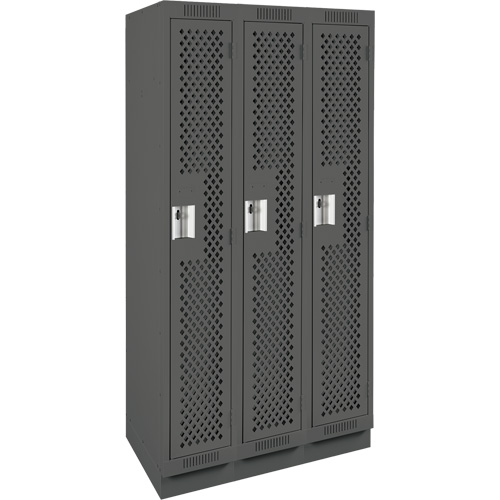 Clean Line Lockers, Bank of 3, 36" x 15" x 76", Steel, Charcoal, Rivet (Assembled), Perforated EastCoast Offshore Supplies