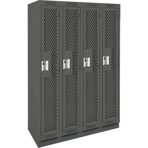 Clean Line Lockers, Bank of 4, 48" x 15" x 76", Steel, Charcoal, Rivet (Assembled), Perforated EastCoast Offshore Supplies