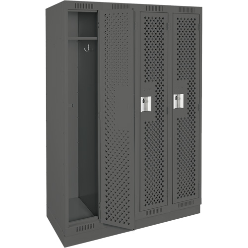 Clean Line Lockers, Bank of 4, 48" x 15" x 76", Steel, Charcoal, Rivet (Assembled), Perforated EastCoast Offshore Supplies