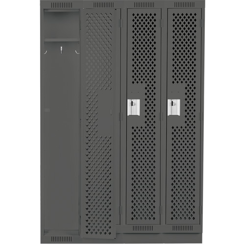Clean Line Lockers, Bank of 4, 48" x 15" x 76", Steel, Charcoal, Rivet (Assembled), Perforated EastCoast Offshore Supplies