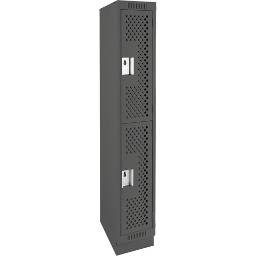 Clean Line Lockers, 2 -tier, 12" x 12" x 76", Steel, Charcoal, Rivet (Assembled), Perforated EastCoast Offshore Supplies