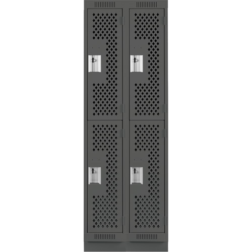 Clean Line Lockers, 2 -tier, Bank of 2, 24" x 12" x 76", Steel, Charcoal, Rivet (Assembled), Perforated EastCoast Offshore Supplies