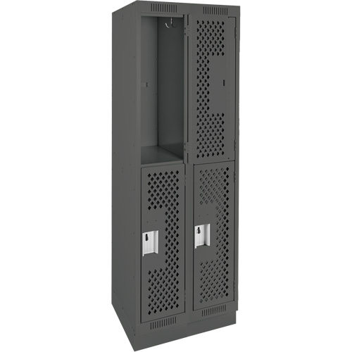 Clean Line Lockers, 2 -tier, Bank of 2, 24" x 12" x 76", Steel, Charcoal, Rivet (Assembled), Perforated EastCoast Offshore Supplies