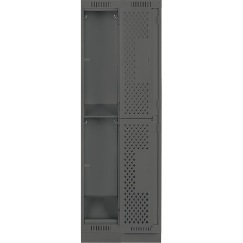 Clean Line Lockers, 2 -tier, Bank of 2, 24" x 12" x 76", Steel, Charcoal, Rivet (Assembled), Perforated EastCoast Offshore Supplies