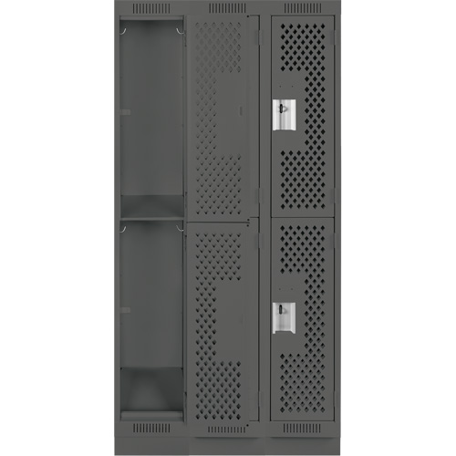 Clean Line Lockers, 2 -tier, Bank of 3, 36" x 12" x 76", Steel, Charcoal, Rivet (Assembled), Perforated EastCoast Offshore Supplies