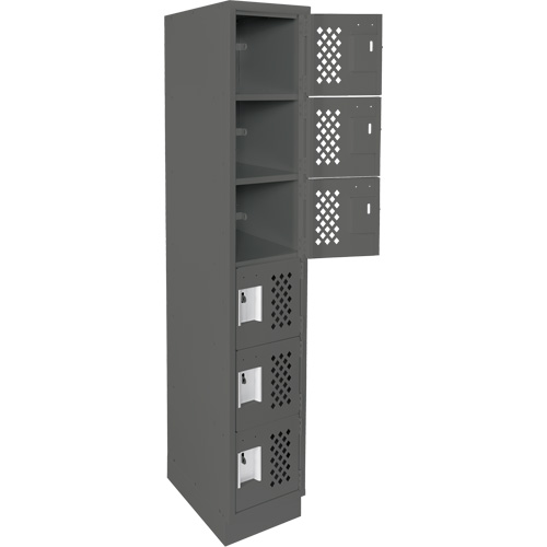 Assembled Lockerettes Clean Line Perforated Economy Lockers, 6 -tier, 18" x 72" x 12", Steel EastCoast Offshore Supplies