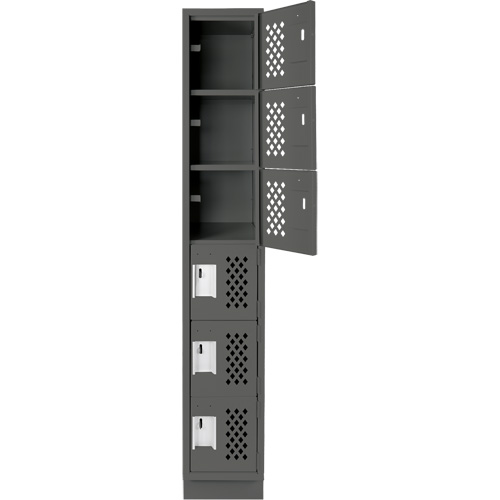 Assembled Lockerettes Clean Line Perforated Economy Lockers, 6 -tier, 18" x 72" x 12", Steel EastCoast Offshore Supplies