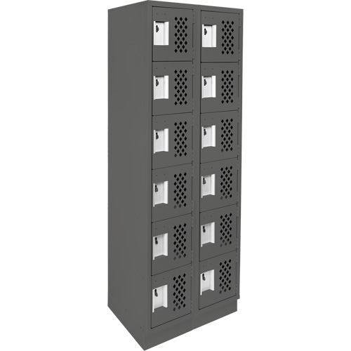 Assembled Lockerettes Clean Line Perforated Economy Lockers, 6 -tier, Bank of 2, 18" x 72" x 12", Steel EastCoast Offshore Supplies