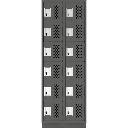 Assembled Lockerettes Clean Line Perforated Economy Lockers, 6 -tier, Bank of 2, 18" x 72" x 12", Steel EastCoast Offshore Supplies