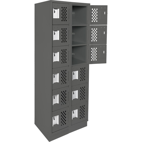 Assembled Lockerettes Clean Line Perforated Economy Lockers, 6 -tier, Bank of 2, 18" x 72" x 12", Steel EastCoast Offshore Supplies