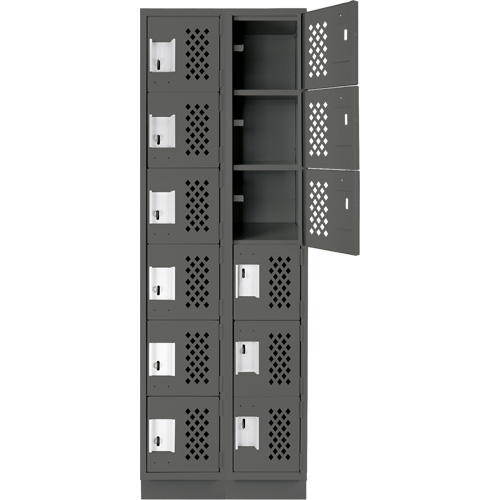 Assembled Lockerettes Clean Line Perforated Economy Lockers, 6 -tier, Bank of 2, 18" x 72" x 12", Steel EastCoast Offshore Supplies