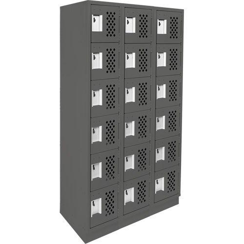 Assembled Lockerettes Clean Line Perforated Economy Lockers, 6 -tier, Bank of 3, 18" x 72" x 12", Steel EastCoast Offshore Supplies