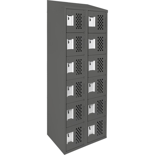 Assembled Lockerettes Clean Line Perforated Economy Lockers, 6 -tier, Bank of 2, 18" x 72" x 12", Steel EastCoast Offshore Supplies
