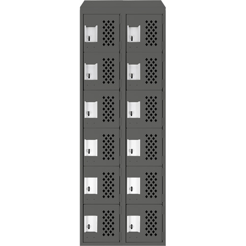 Assembled Lockerettes Clean Line Perforated Economy Lockers, 6 -tier, Bank of 2, 18" x 72" x 12", Steel EastCoast Offshore Supplies