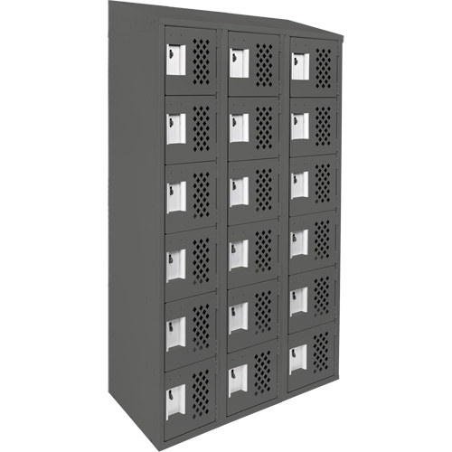 Assembled Lockerettes Clean Line Perforated Economy Lockers, 6 -tier, Bank of 3, 18" x 72" x 12", Steel EastCoast Offshore Supplies