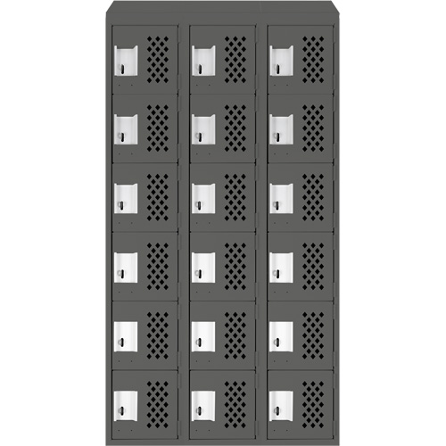 Assembled Lockerettes Clean Line Perforated Economy Lockers, 6 -tier, Bank of 3, 18" x 72" x 12", Steel EastCoast Offshore Supplies