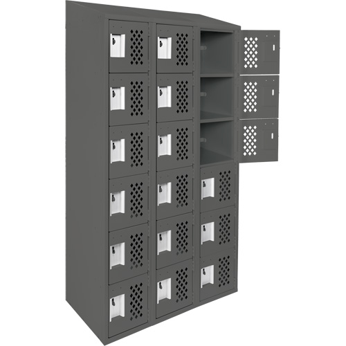 Assembled Lockerettes Clean Line Perforated Economy Lockers, 6 -tier, Bank of 3, 18" x 72" x 12", Steel EastCoast Offshore Supplies