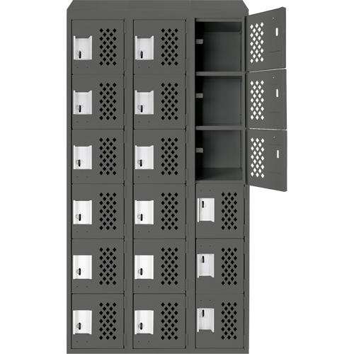 Assembled Lockerettes Clean Line Perforated Economy Lockers, 6 -tier, Bank of 3, 18" x 72" x 12", Steel EastCoast Offshore Supplies