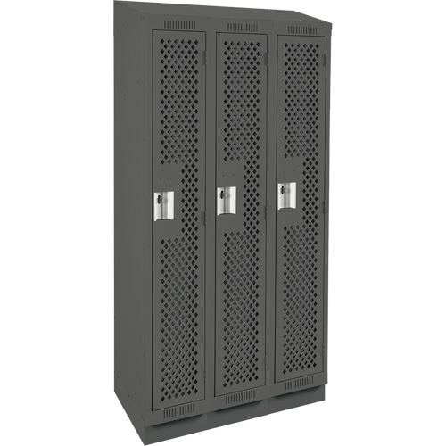 Clean Line Lockers, Bank of 3, 36" x 18" x 82", Steel, Charcoal, Rivet (Assembled), Perforated EastCoast Offshore Supplies