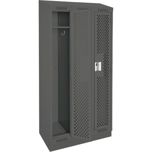 Clean Line Lockers, Bank of 3, 36" x 18" x 82", Steel, Charcoal, Rivet (Assembled), Perforated EastCoast Offshore Supplies