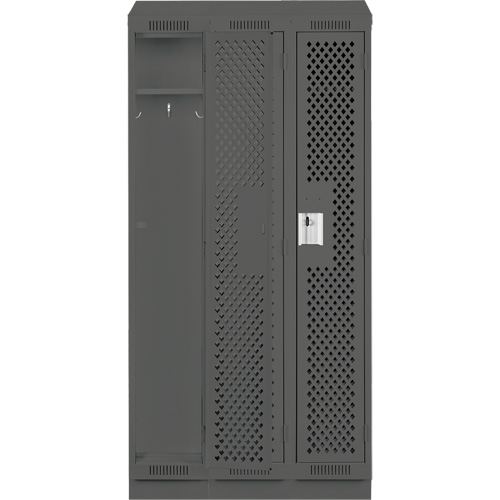 Clean Line Lockers, Bank of 3, 36" x 18" x 82", Steel, Charcoal, Rivet (Assembled), Perforated EastCoast Offshore Supplies